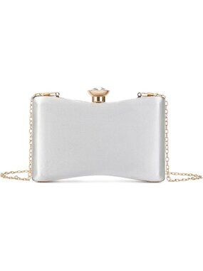 〽️Women's Silver Sparkling Clutch Purse Detachable Chain Wedding Evening Bags